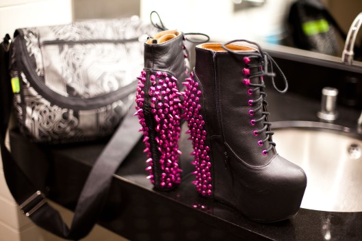 can't forget the shoes! Jeffrey Campbell Damsel Spikes in Pink